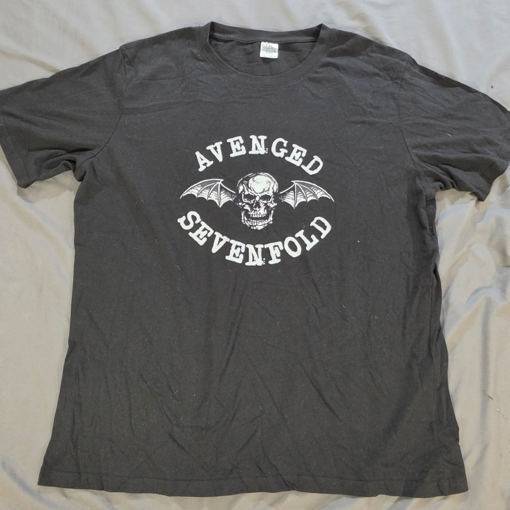 Avenged Sevenfold Deathbat Graphic T-Shirt Black 2XL Heavy Metal Band Tee